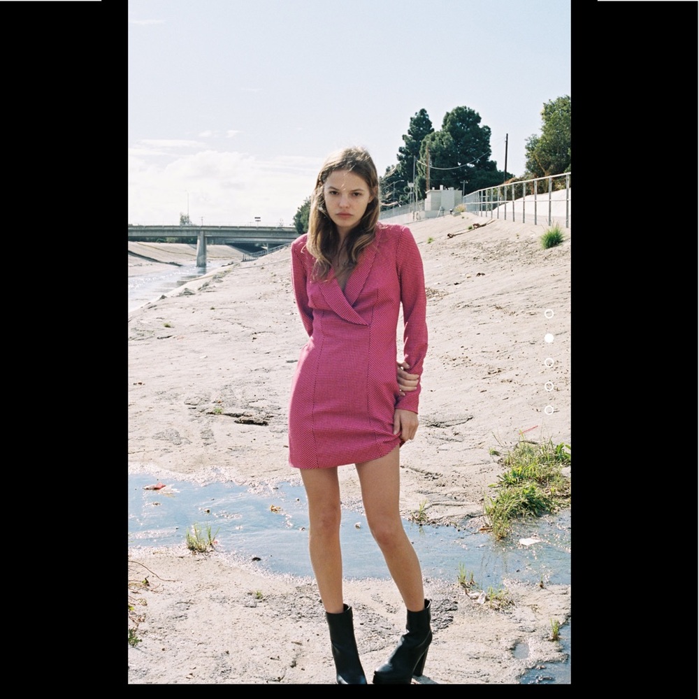 ZARA | Pink Houndstooth Blazer Dress - Picture 3 of 6